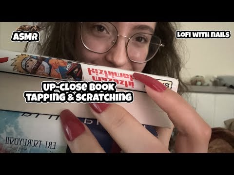 Lofi ASMR | Up-close book tapping & scratching with long nail 📚