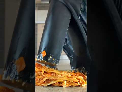 Lasagna vs. Mushrooms! Oddly Satisfying Boots Crushing Food! ASMR