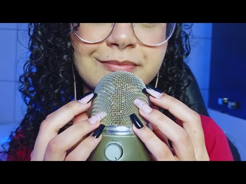 ASMR- Unha no microfone com sons de boca