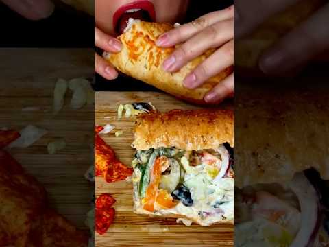 FOOTLONG TURKEY SUBWAY #asmr #foodasmr #subway
