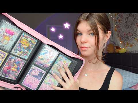 ASMR my pokémon card collection (whispered, tapping)