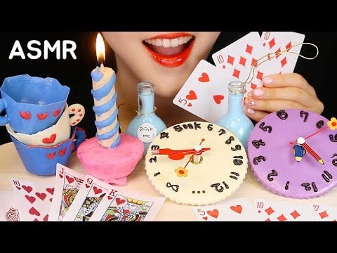 ALICE IN WONDERLAND FOODS ASMR EDIBLE CUP, EDIBLE CLOCK, EDIBLE CARD, CAKE ASMR NO TALKING