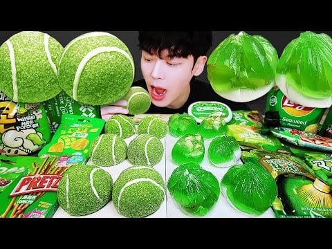 ASMR MUKBANG | 직접 만든 갤럭시 꿀젤리 그린 디저트 아이스크림 먹방 & 레시피 DESSERT GALAXY HONEY JELLY CANDY