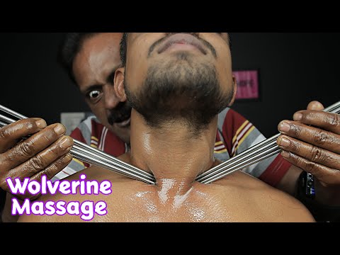 Wolverine Massage Therapy By Big Eyes Barber | ASMR Chopstick Massage With Cracking | ASMR Massage