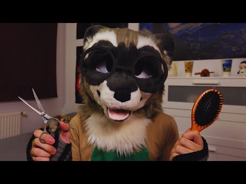 [Furry ASMR] Raccoon Gives You a Relaxing Haircut | Water Spraying, Brushing, Scissor Sounds...