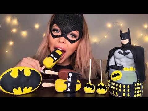 ASMR EDIBLE BATMAN DOLL, BATMAN CAKE, MAGNUM ICE CREAM, CAKE POPS, HALLOWEEN EDITION MUKBANG 먹방