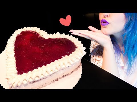 ASMR: Huge Cherry Chocolate Cake w/ Vanilla Buttercream | 100k Subs 🍰 ~ Relaxing Eating Sounds [V] 😻