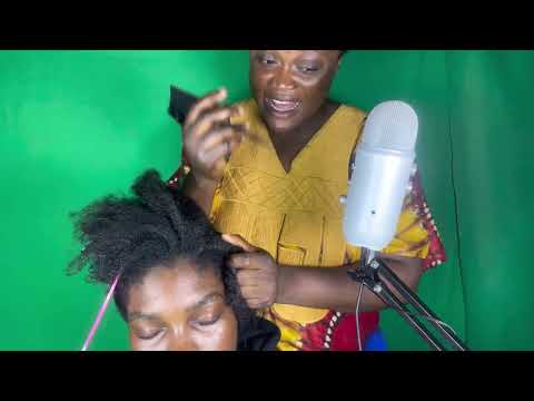 ASMR✨GUM CRACKING SOFT WHISPER AND SCALP SCRATCHING ON MY  SISTER. Asmr for relaxztion.