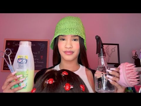 Asmr te busco los piojos, lavado de cabeza, corte, masaje capilar y te peino