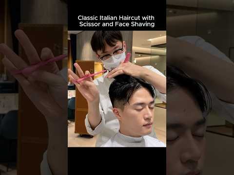 ASMR 가위 소리 가득하고 얼굴 면도해주는 클래식 이탈리안 스타일의 헤어컷