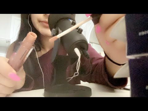 asmr lip gloss application with mouth sounds