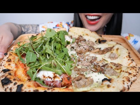 BURRATA + ALFREDO PIZZA (ASMR EATING SOUNDS) NO TALKING | SAS-ASMR