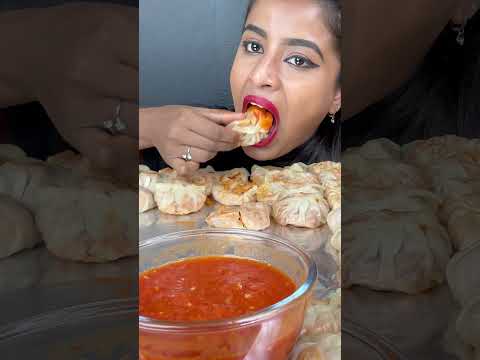 Eating 100 Spicy Momos Dumplings Eating challenge | Indian Street Food ASMR Eating Mukbang Video