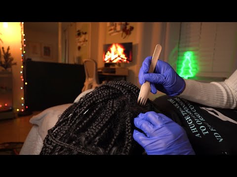 ASMR | Tingly Real Person Scalp-Picking and Scratching on Braids | 💤 Cozy Scalp Check (No Talking)