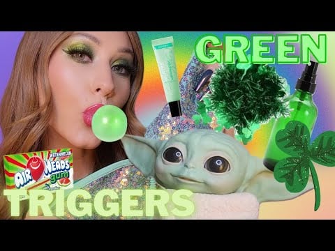 ASMR *Tingly* Green Trigger Assortment w/ Gum Chewing! 💚🥑🍵 *NO TALKING* 🤫