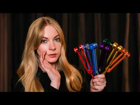 Tuning Fork ASMR for DEEP Sleep 🎧 Ear to Ear Whisper, Eyes Closed Half Way, Binaural Beats
