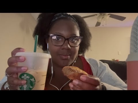 ASMR Eating coffee cake + drinking iced coffee sounds | NaytinglesAsmr 