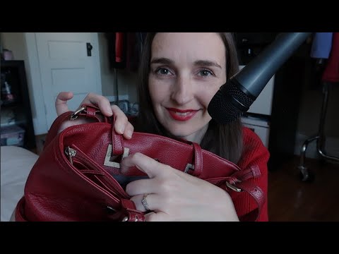 My Red Purse For Fall Season ^_^ Relaxing Whispers & Leather Sounds