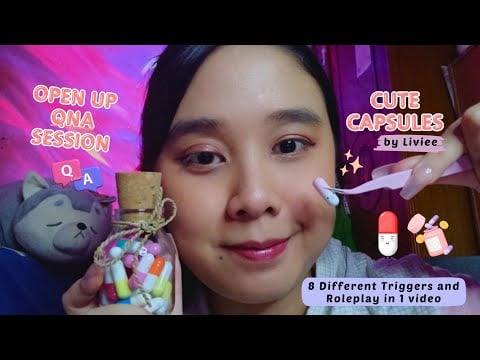 ASMR Cute Capsule 8 Triggers Roleplay 💊 QnA Opening Session - Mouthsounds, Makeup, Haircut, Spit Pai