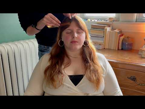 ASMR hair play, scalp scratches, and oil neck massage🌹 (chit chat, whisper & no talking)