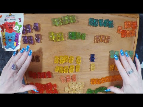 ASMR Eating Gummy Bears 30 Flavors | Amazing Sounds | Whispered Sorting #mukbang #gummybear #candy