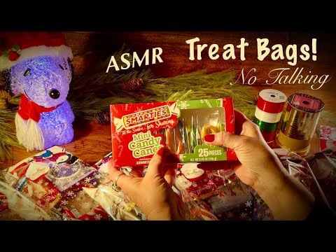 ASMR Christmas Treat Bags! All Dollar Tree! (No Talking Version) Amazing candy wrapper crinkles!