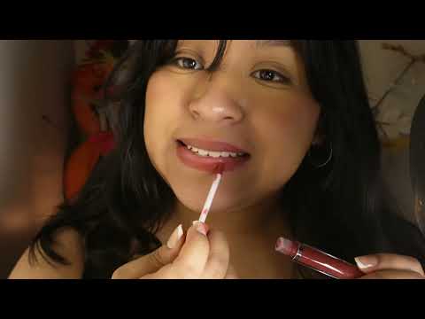 Asmr tiktok liquid lipstick review try on -mouth sounds , plumping , kisses 💋