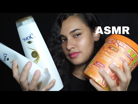ASMR SONS DE PRODUTOS QUE EU UTILIZO NO MEU CABELO!