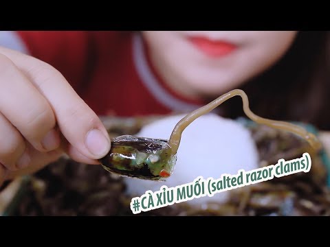 ASMR CÀ XỈU MUỐI(salted razor clams) EXOTIC FOOD EATING SOUNDS | LINH-ASMR