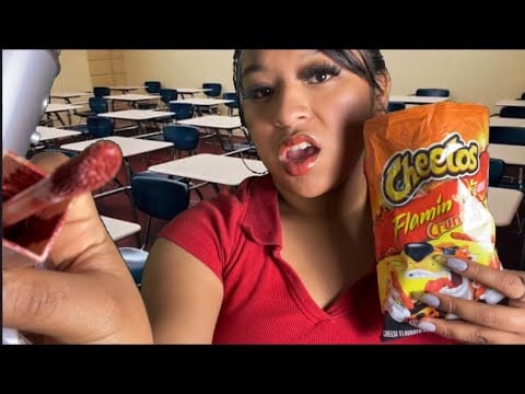 ASMR POV:Hot Cheeto girl does your makeup & spills tea during class 🔥👀