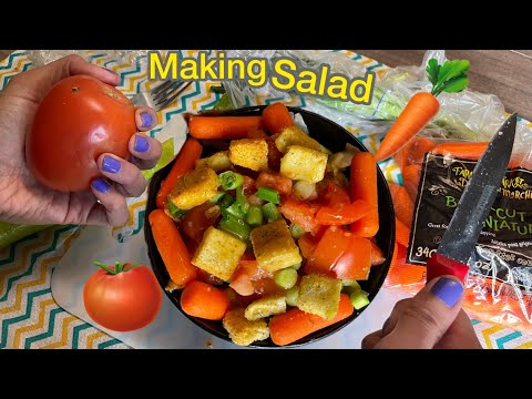 ASMR Making Salad (Soft Spoken)Cutting Vegetables eating
