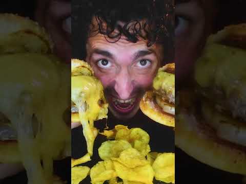 HUNGRYMAN EATS THICKEST CHEESE BURGER! asmr mukbang no talking 먹방