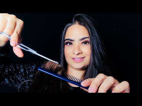 ASMR:CORTANDO E HIDRATANDO SEU CABELO  🎧(blue yeti)