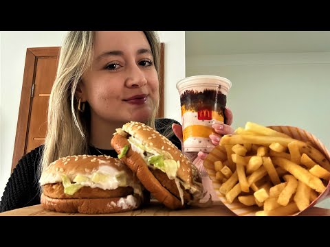 ASMR: COMENDO MCDONALDS COM BATATA FRITA E MILK SHAKE DE CHOCOLATE KOPENHAGEN