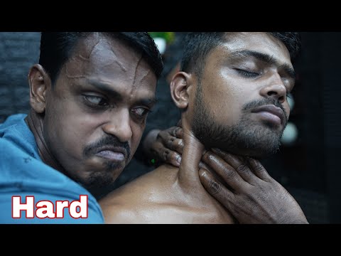 Very Hard Head & Body Massage By Strong Wrist Barber | Oily Neck Massage | Scratching & Tapping ASMR