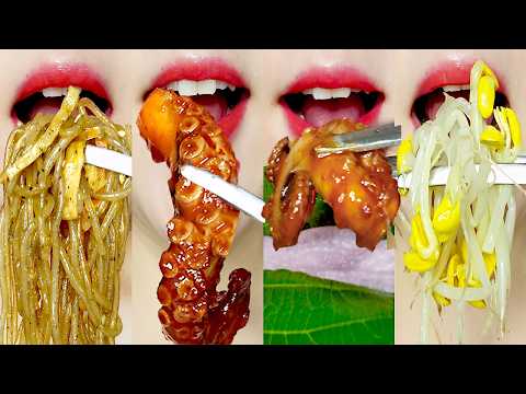 ASMR Spicy Baby Octopus & Marinated Crab 🐙🦀 KOREAN HOME MEAL MUKBANG 매콤 쭈꾸미 & 게장 집밥 먹방 Eating Sounds