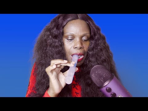 Blue Raspberry Freeze Pops ASMR eating Sounds