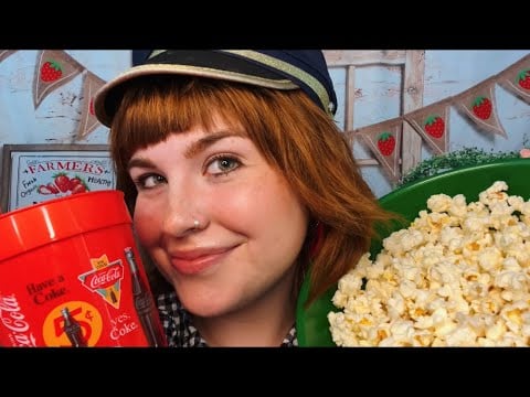 ASMR Strawberry Patch Cinemas 🍿🎥🎬(sassy employee roleplay, soft spoken, tingly triggers)