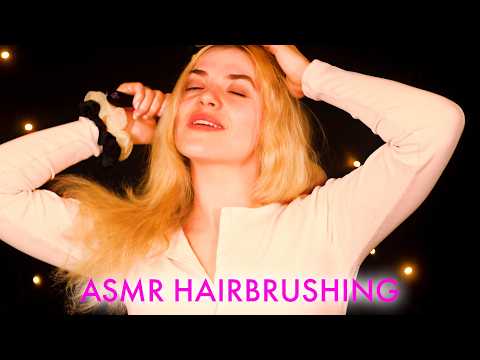 Relaxing ASMR Self Hair brushing, Soft Whispering, Brushing Sounds, Fall Asleep Gently