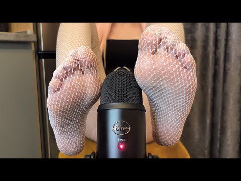 ASMR FEET MIC TOUCHING TRIGGERS | Foot Fishnet Stockings Scratching