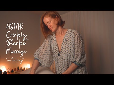 ASMR *Gentle* Crinkly blanket massage, scalp massage, brushing & crystals w/ music & layered sounds