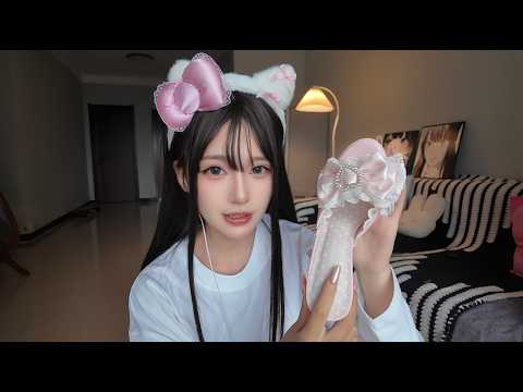 ASMR助眠💤轻语试穿9双高跟鞋✨透明红底高跟敲击刮鞋底｜磨砂撕膜触发音｜LO鞋 沉浸式拆箱助眠