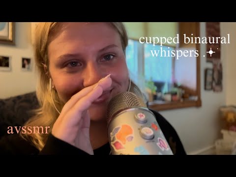 ASMR cupped, binaural whispers (semi inaudible, soft whispers, low volume) ⭐️