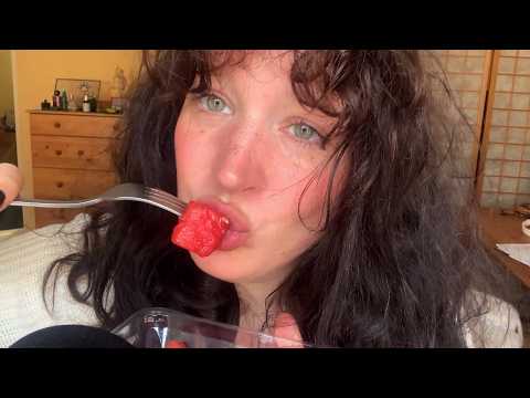 ASMR watermelon eating - CRISPY & JUICY mouth sounds and whispered ramble