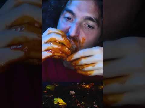 ASMR Fire Sauce Cheese Burger ! * mukbang no talking * #food