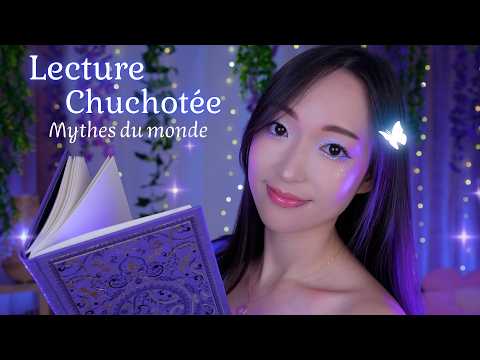 ASMR 📖 Lecture chuchotée de mythes du monde 🌊 + crépitements de cheminée 🔥🕯️