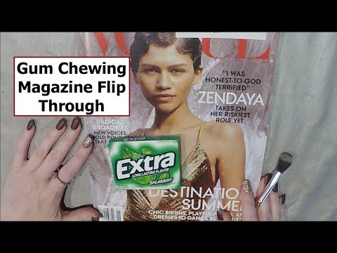 ASMR Gum Chewing Magazine Flip Through. ZENDAYA. Whisper, Brush, Tracing