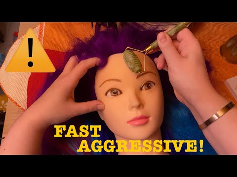 ASMR|⚠️FAST AGGRESSIVE SCRATCHING MASSAGE GUA SHA AND ROLLER ON MANNEQUIN. FACE/HAIR/HEAD/NECK. LOUD