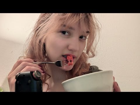 eating watermelon and yapping ASMR + thunderstorm sounds