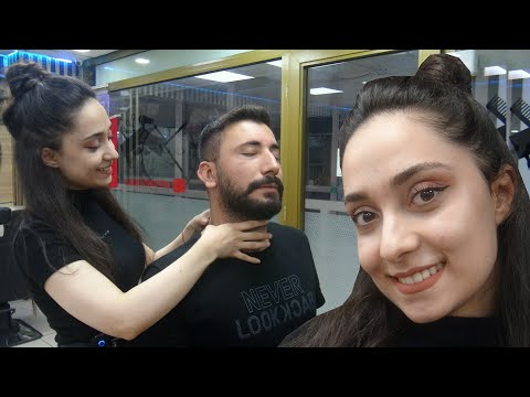 ASMR female chair massage & sedef and mevlüt back, arm, palm, elbow, neck, sleep massage & exercise